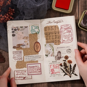 Vintage craft ink pad with antique floral and butterfly motifs for junk journaling