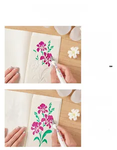 Guida passo dopo passo per stencil PET fiori cavi con pennarelli per disegni artistici