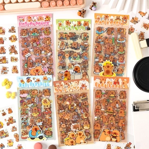 Cute Capybara PET Stickers Cartoon Animal Waterproof DIY Decorative Stickers For Scrapbook Journal Laptop Stationery