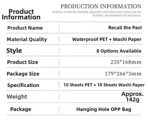 Detail of waterproof PET and Washi paper sticker book specifications and material guide