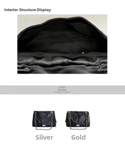 Internal view of quilted tote bag with large main compartment and zip pocket detail