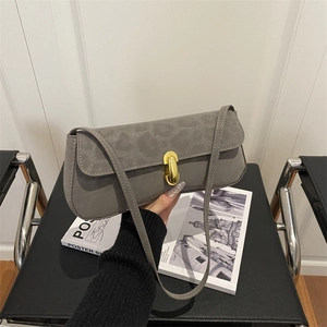 Borsa Baguette Retrò Con Stampa Leopardata Da Donna Vintage In Scamosciato Sintetico Borsa A Spalla Sotto L'Ascella Con Chiusura Dorata