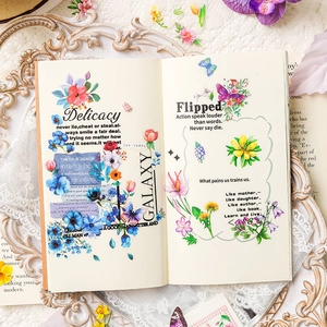 Vintage Blumen und Schmetterling PET Aufkleber für Scrapbooking mit Englischen Phrasen