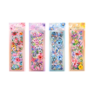 Vintage Blumen PET Aufkleber Set mit Rosen und Lilien Motiven für DIY Scrapbooking