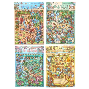 4-pack 3D cartoon capybara summer scene stickers for children decoration