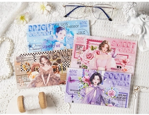Detailed set of 4 anime style PET sticker books for scrapbooking with 20 pieces each