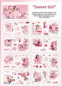 Detail of 20pcs waterproof PET stickers with forest style girls for DIY scrapbooking decor