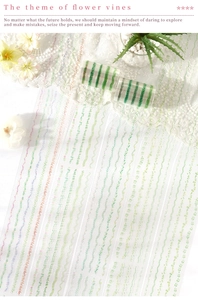 Close-up of floral vine PET decorative tape with clear material and colorful patterns