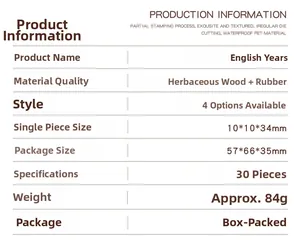 Detail specifications of English Years wooden stamps made of herbaceous wood and rubber