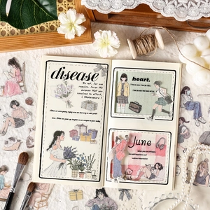 Creative forest-style girl stickers set with floral elements for DIY scrapbooking