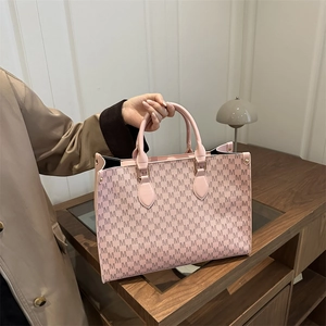 Grand Sac Cabas Femme Cuir PU Imprimé Lettres Mode Travail Shopping Sac À Main Décontracté Monogramme Poignée