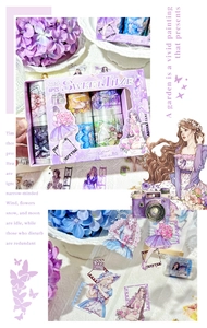 Detail of 6PCS purple vintage girl PET stickers tape for scrapbooking and journaling