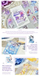 Macro detail of waterproof PET character stickers with die-cut shapes for journaling