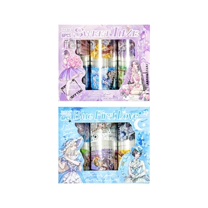 6pcs decorative washi tape set in Sweet Time and Blue First Love illustrated boxes