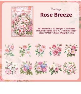 Detail of Rose breeze PET floral stickers with 10 different colorful rose designs