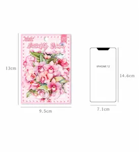 Waterproof floral PET stickers 13x9.5cm size guide showing 20 pieces for journaling