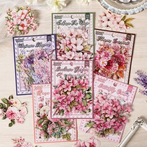 Vintage PET Waterproof Botanical Stickers Aesthetic Floral Scrapbooking Decor Wisteria Rose Cherry Blossom Art Material