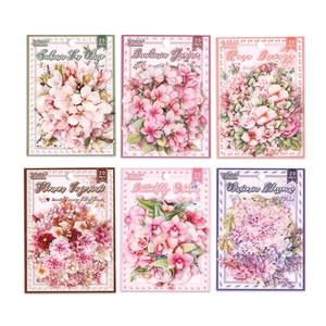 Floral PET decorative stickers set for journaling featuring multi-size blooms 6 packs 20pcs