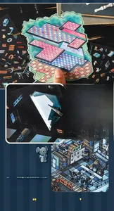 Detailansicht der 3D-Miniatur-Szenenaufkleber mit Detektivthema und Abziehhilfe hinten