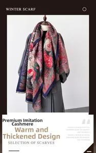 Macro detail of thick oil painting print scarf in cashmere-like fabric on a mannequin