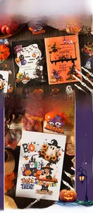 Halloween scrapbooking sticker set featuring pumpkins, ghosts, and trick or treat motifs