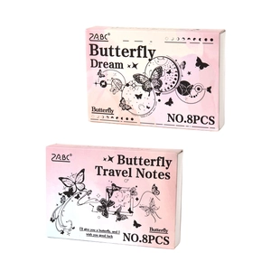 Sets de papeterie papillon vintage, thèmes Rêve et Voyage, pack de 8 pièces