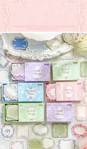 Detail of vintage European frame paper set in push-pull boxes with letterpress designs