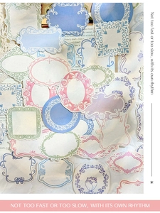 Close-up of vintage European style border stickers with elegant floral motifs and lace details