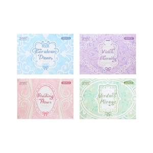 Retro non-adhesive memo pads with artistic frames in four vintage pastel colors, 30 pieces per box
