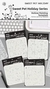 Detail of 4pcs animal theme stencils for painting and diy journaling with packaging