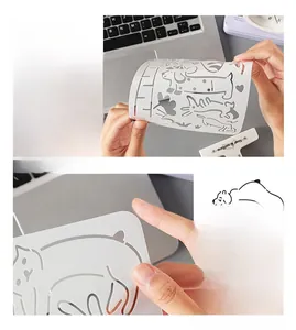 Flexible white plastic drawing template with animal patterns and safe rounded corners