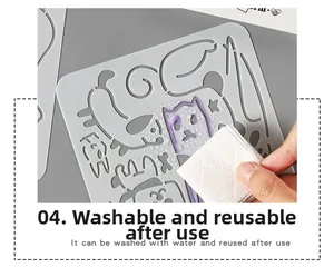 Washable and reusable plastic painting stencils with cat and paw print cutout patterns