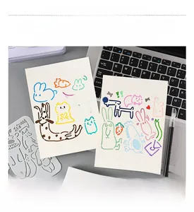 Detail of Giraffe animal drawing stencil showing colorful creative patterns on paper