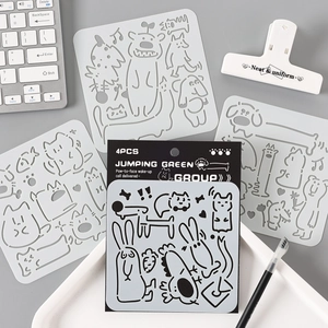 Cartoon Animal Drawing Stencils PET Flexible Hollow Out Templates For DIY Scrapbooking Journaling Kids Educational Art