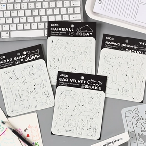 4-piece cartoon animal hollow painting stencils for DIY scrapbooking on a desk