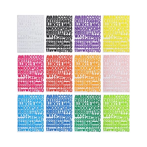 Lot de 12 planches d'autocollants lettres et chiffres colorés pour scrapbooking et DIY
