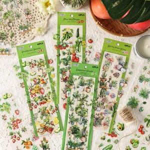 Natural Botanical PET Waterproof Scrapbook Stickers Fruit Succulent Vegetable Patterns For Journaling DIY Craft Stationery