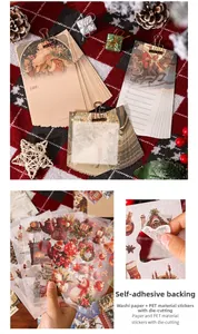 Détail du set d'autocollants de Noël avec washi adhésif et illustrations en PET