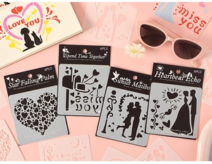 Detail showing 6PCS romantic DIY painting stencils for scrapbooking and creative crafts