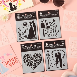 Romantic Valentine Theme Painting Stencils Hollow PET Plastic Templates For DIY Drawing Scrapbooking Card Making Novelty