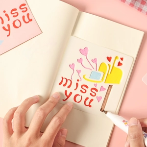 DIY painting stencil featuring miss you text and mailbox pattern for journaling craft