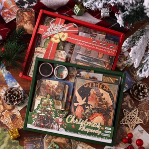 Collection Papeterie Noël Vintage Avec Carnet A6 Ruban Washi Autocollants Papier Rétro Pour Scrapbooking DIY Fournitures Journal