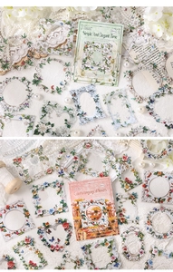 Λεπτομέρεια από φλοράλ αυτοκόλλητα PET για scrapbooking σε διάφορα κομψά σχήματα