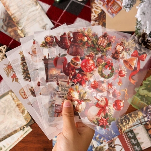 Set d'autocollants de Noël vintage avec bonhommes de neige et cloches pour scrapbooking