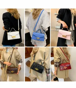 Collage de sacs à main chic effet serpent en six couleurs portés par un mannequin en mode