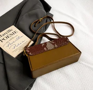 Détail du sac à main boîte vintage avec gaufrage serpent et fermoir en métal doré