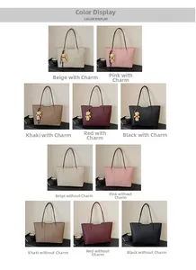 Detailed comparison of large tote bags in five colors with and without bear charms