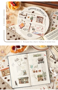 Detail of vintage PET stickers with retro illustrations used in a 2025 planner layout