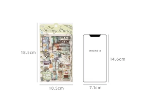 Journey Marks PET stickers 18.5x10.5cm for scrapbooking set with 4 retro sheets