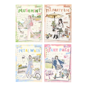 Set of 4 cartoon sticker books with 20 pages and 300 pieces for DIY scrapbooking decor